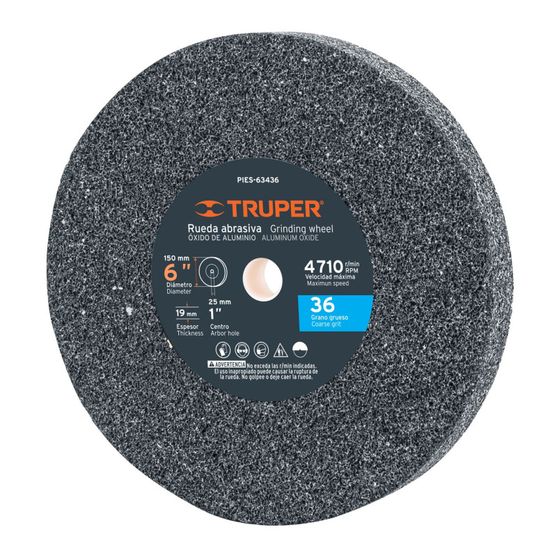 PIES-63436 Piedra para esmeril 6 X 3/4' óxido de aluminio, grano 36 TRUPER | DIHERESA PIES-63436 Piedra para esmeril 6 X 3/4' óxido de aluminio, grano 36 TRUPER | DIHERESA