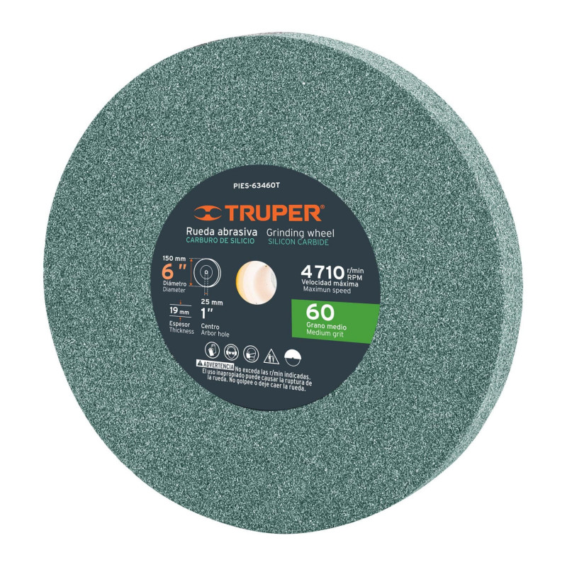 PIES-63460T Piedra para esmeril 6 X 3/4', carburo de silicio, grano 60 TRUPER | DIHERESA PIES-63460T Piedra para esmeril 6 X 3/4', carburo de silicio, grano 60 TRUPER | DIHERESA