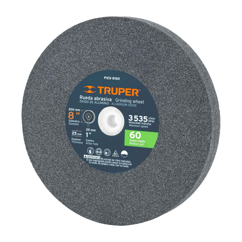 PIES-8160 Piedra para esmeril 8 X 1' óxido de aluminio, grano 60 TRUPER | DIHERESA PIES-8160 Piedra para esmeril 8 X 1' óxido de aluminio, grano 60 TRUPER | DIHERESA