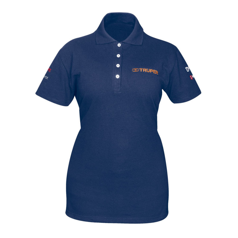 POL-AD-C Playera tipo polo, azul, para dama, talla chica TRUPER | DIHERESA