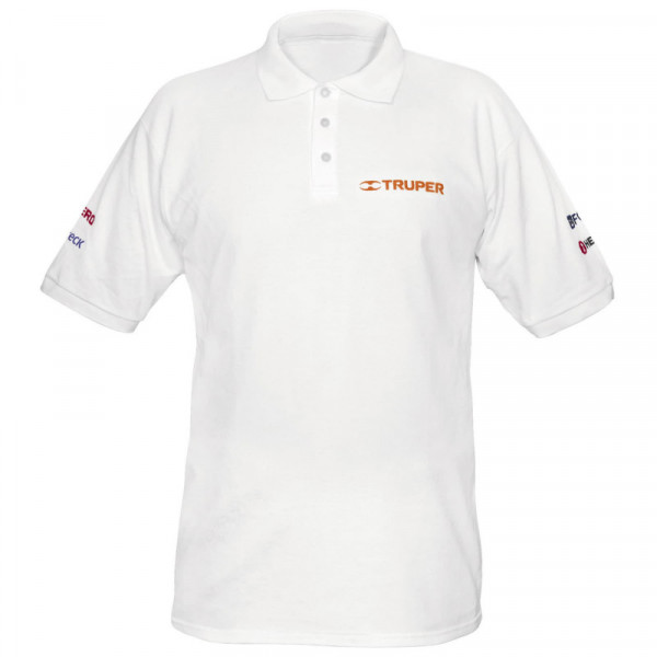 POL-BC-XXG Playera tipo polo, blanca, para caballero, talla XX-Grande TRUPER | DIHERESA