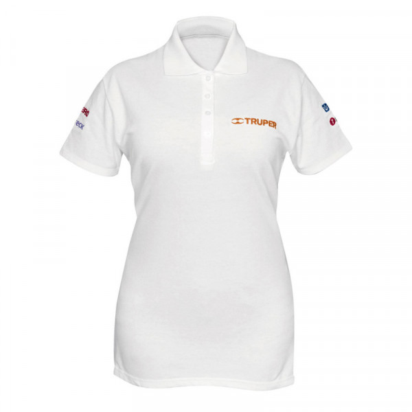 POL-BD-G Playera tipo polo, blanca, para dama, talla grande TRUPER | DIHERESA