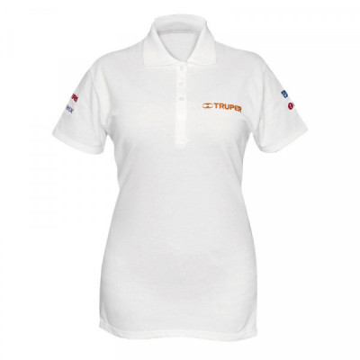 POL-BD-M Playera tipo polo, blanca, para dama, talla mediana TRUPER