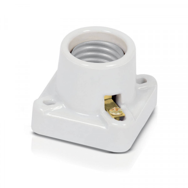 POPO-11 Portalámpara de porcelana, cuadrado, Volteck TRUPER | DIHERESA