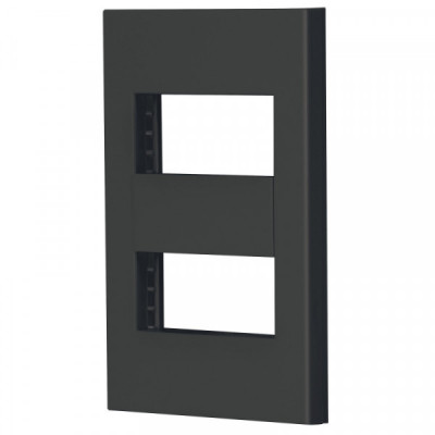 PPDO-EN Placa 2 módulos + tapón ciego, línea Española, color negro TRUPER | DIHERESA