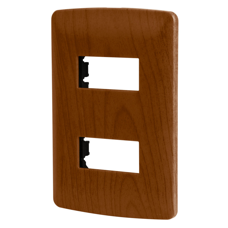 PPDO-IM Placa 2 módulos de ABS, línea Italiana, acabado madera TRUPER | DIHERESA PPDO-IM Placa 2 módulos de ABS, línea Italiana, acabado madera TRUPER | DIHERESA