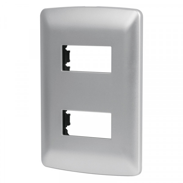 PPDO-IP Placa 2 módulos de ABS, linea italiana, color plata TRUPER | DIHERESA