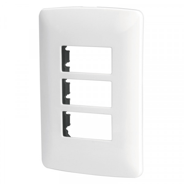 PPTR-IB Placa 3 módulos de ABS, línea Italiana, color blanco TRUPER | DIHERESA