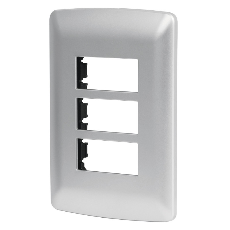 PPTR-IP Placa 3 módulos de ABS, línea italiana, color plata TRUPER | DIHERESA PPTR-IP Placa 3 módulos de ABS, línea italiana, color plata TRUPER | DIHERESA