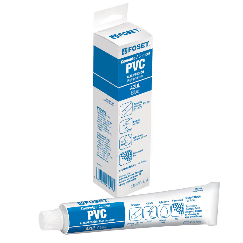 PPVCA-50 Cemento azul para PVC, hasta 12', tubo 50 g TRUPER | DIHERESA