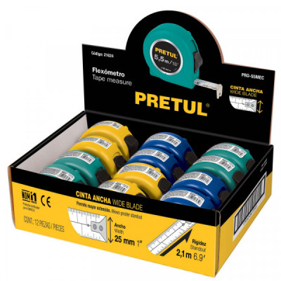 PRO-55MEC Flexómetros 5.5m, cinta 19 mm, display box,12 pzas,Pretul TRUPER | DIHERESA