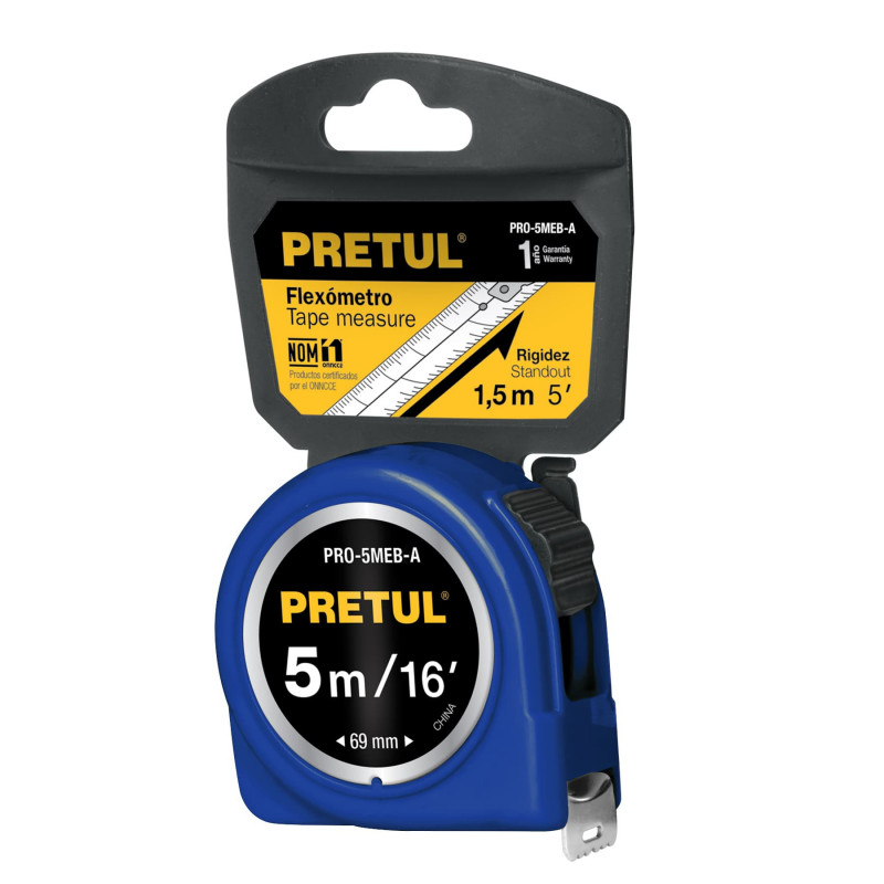 PRO-5MEB-A Flexómetro, azul, 5 m, cinta 19 mm, Pretul, tarjeta plástica TRUPER | DIHERESA PRO-5MEB-A Flexómetro, azul, 5 m, cinta 19 mm, Pretul, tarjeta plástica TRUPER | DIHERESA