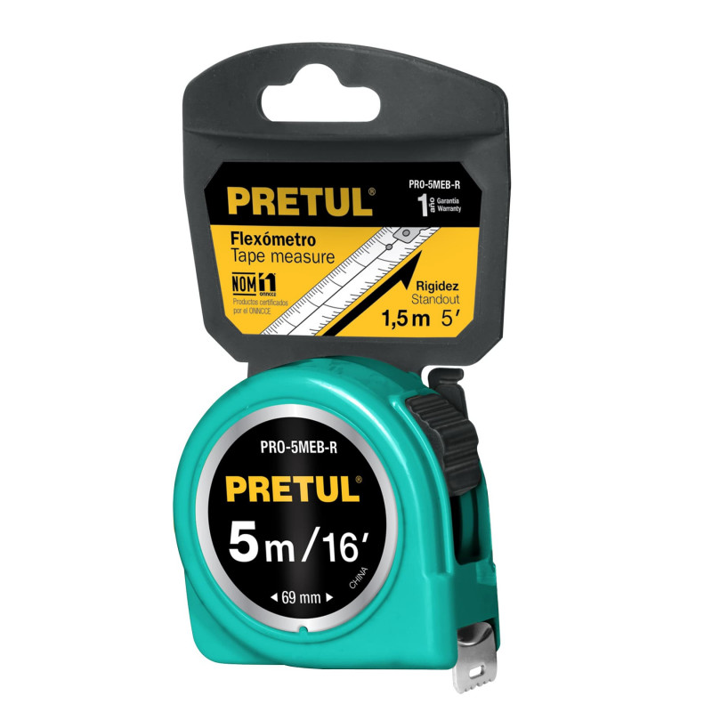 PRO-5MEB-R Flexómetro, rojo, 5 m, cinta 19 mm, Pretul, tarjeta plástica TRUPER | DIHERESA PRO-5MEB-R Flexómetro, rojo, 5 m, cinta 19 mm, Pretul, tarjeta plástica TRUPER | DIHERESA