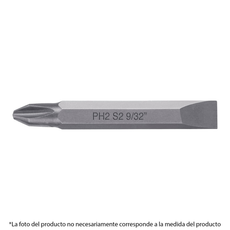 PUDE-4201 Puntas para desarmador dobles, PH1, plana 1/4', largo 2-3/8' TRUPER | DIHERESA