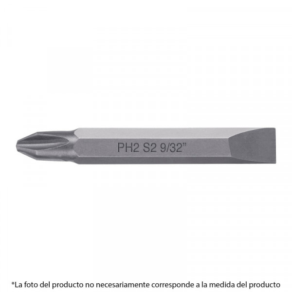PUDE-4201 Puntas para desarmador dobles, PH1, plana 1/4', largo 2-3/8' TRUPER | DIHERESA