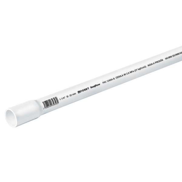 PVC-004 Tubo de PVC hidráulico cédula 40, 1-1/4', tramo 3m TRUPER | DIHERESA