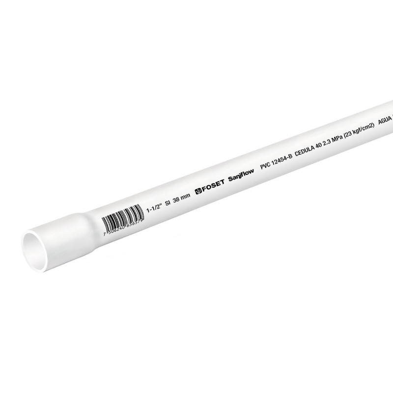 PVC-005 Tubo de PVC hidráulico cédula 40, 1-1/2', tramo 3m TRUPER | DIHERESA PVC-005 Tubo de PVC hidráulico cédula 40, 1-1/2', tramo 3m TRUPER | DIHERESA