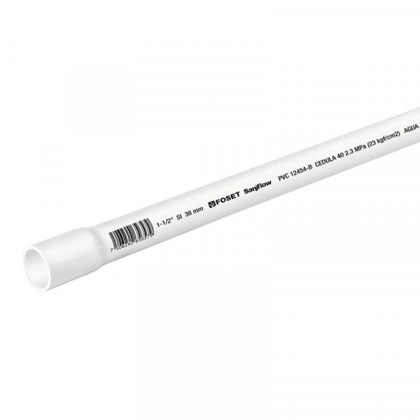 PVC-005 Tubo de PVC hidráulico cédula 40, 1-1/2', tramo 3m TRUPER | DIHERESA