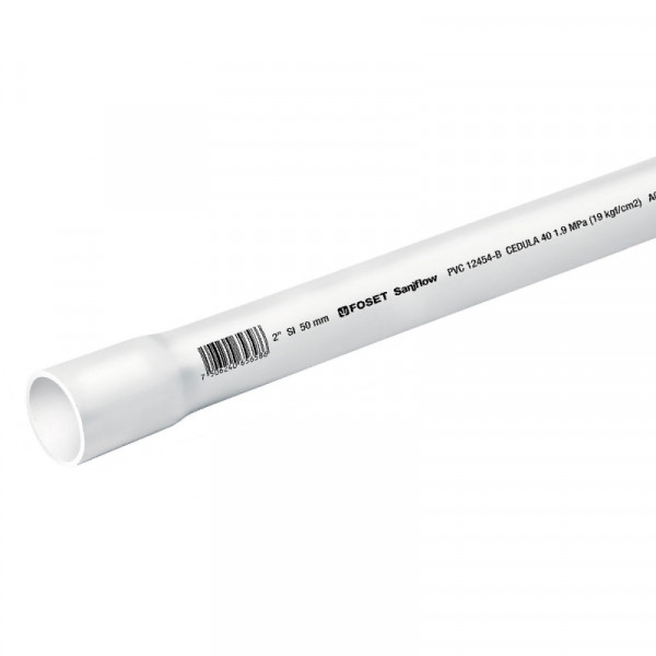 PVC-006 Tubo de PVC hidráulico cédula 40, 2', tramo 3m TRUPER | DIHERESA