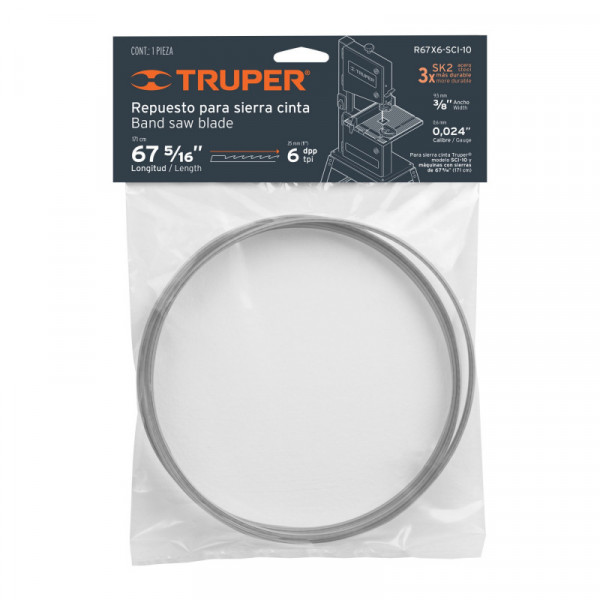 R67X6-SCI-10 Repuesto sierra 67' x 6 dpp, para sierra cinta SCI-10 TRUPER | DIHERESA