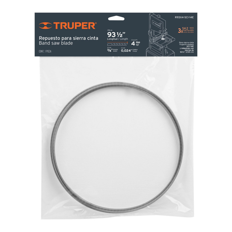 R93X4-SCI-14E Repuesto sierra 93' x 4 dpp, para sierra cinta SCI-14E TRUPER | DIHERESA R93X4-SCI-14E Repuesto sierra 93' x 4 dpp, para sierra cinta SCI-14E TRUPER | DIHERESA