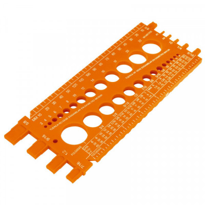 REGLA-22 Regleta calibradora de tuercas y tornillos, 22 cm TRUPER | DIHERESA