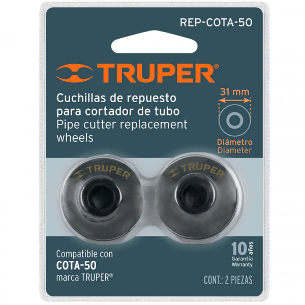 REP-COTA-50 Repuesto de cuchillas para cortador de tubo COTA-50, 2 pzas TRUPER | DIHERESA