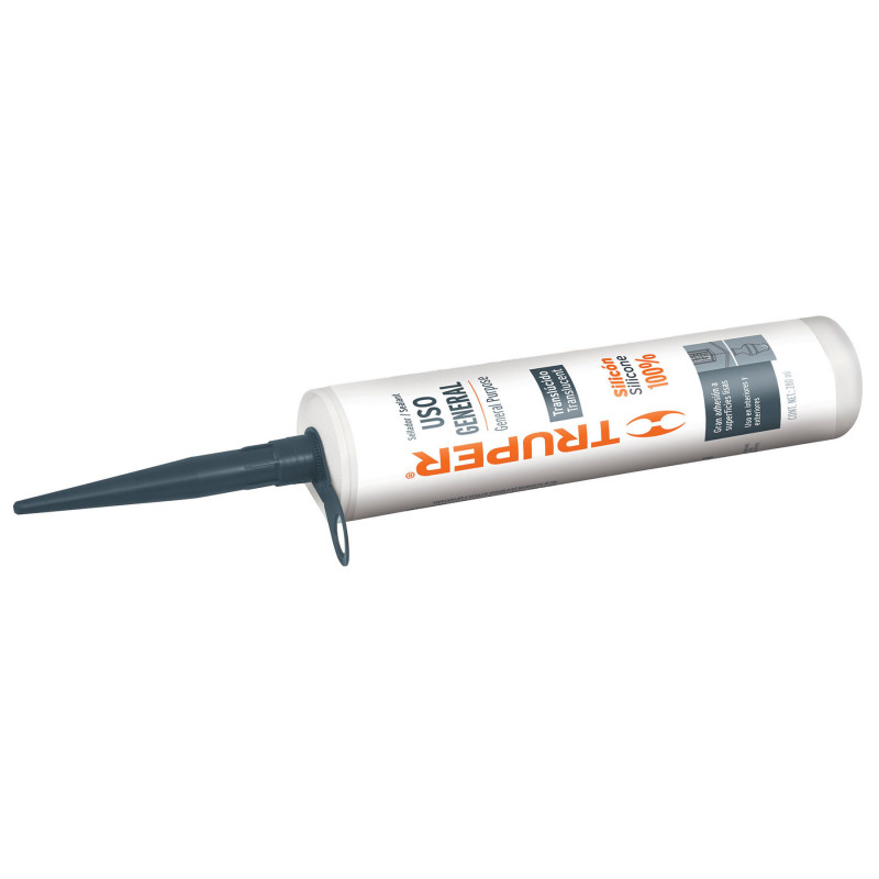 SIL-100T Sellador transparente, 100% de silicón, 280 ml TRUPER | DIHERESA SIL-100T Sellador transparente, 100% de silicón, 280 ml TRUPER | DIHERESA