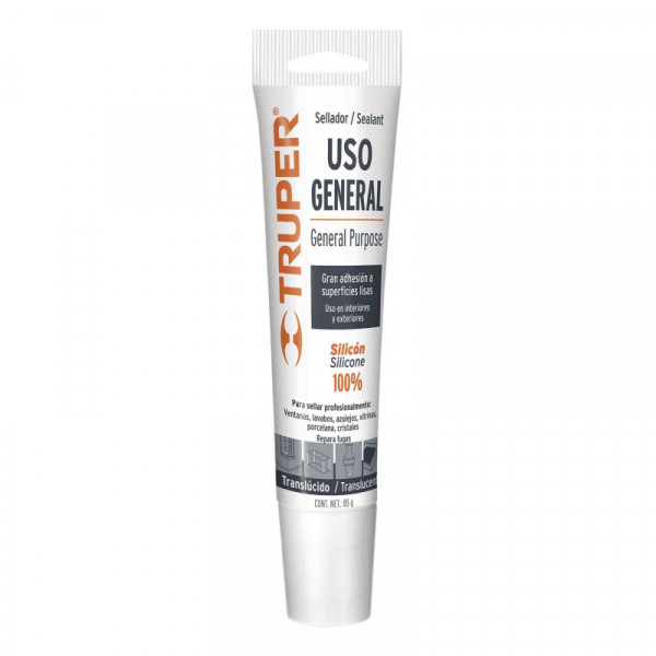 SIL-85T Sellador transparente, 100% de silicón, 85 gr TRUPER | DIHERESA