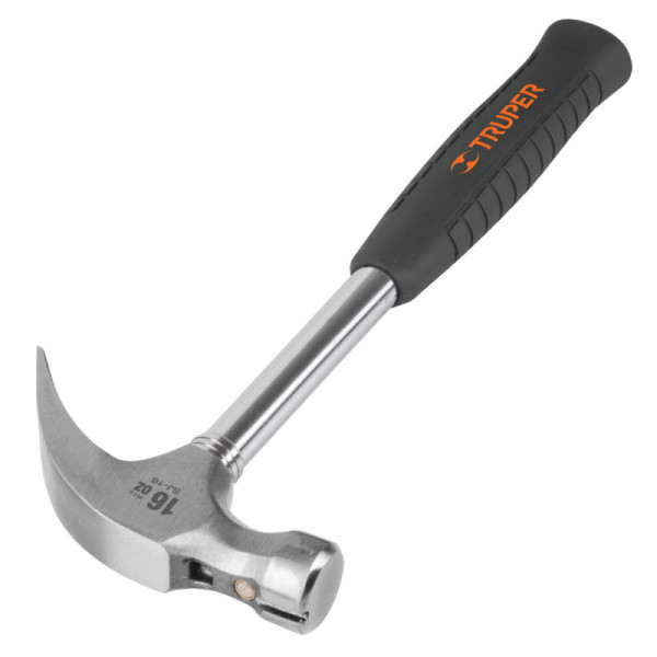 SJ-16 Martillo pulido 16 oz,uña curva,mango tubular con neopreno TRUPER | DIHERESA