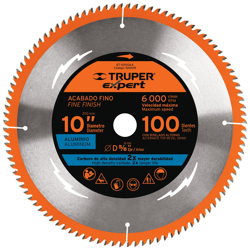 ST-10100AX Disco sierra p/aluminio 10', 100dpp, centro 5/8',Expert TRUPER | DIHERESA