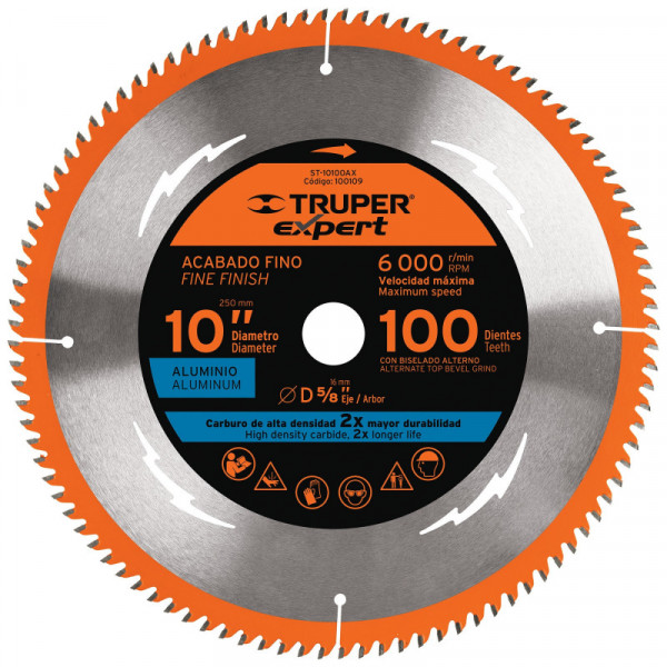 ST-10100AX Disco sierra p/aluminio 10', 100dpp, centro 5/8',Expert TRUPER | DIHERESA