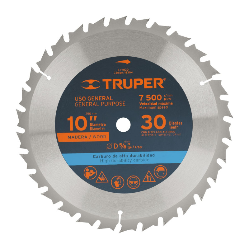 ST-1030 Disco sierra p/madera 10', 30 dientes, centro 5/8' TRUPER | DIHERESA ST-1030 Disco sierra p/madera 10', 30 dientes, centro 5/8' TRUPER | DIHERESA