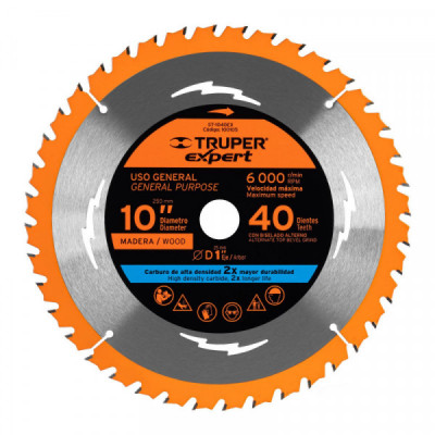 ST-1040EX Disco sierra p/madera 10', 40 d, centro 1', Expert TRUPER | DIHERESA