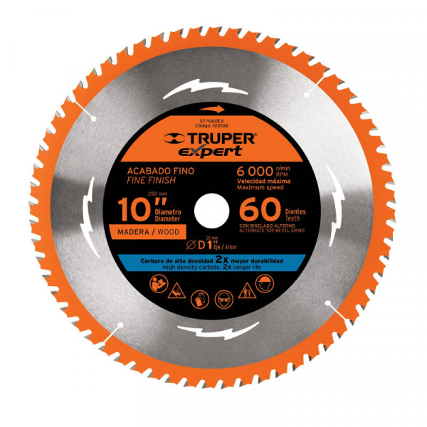 ST-1060EX Disco sierra p/madera 10', 60dpp, centro 1', Expert TRUPER | DIHERESA