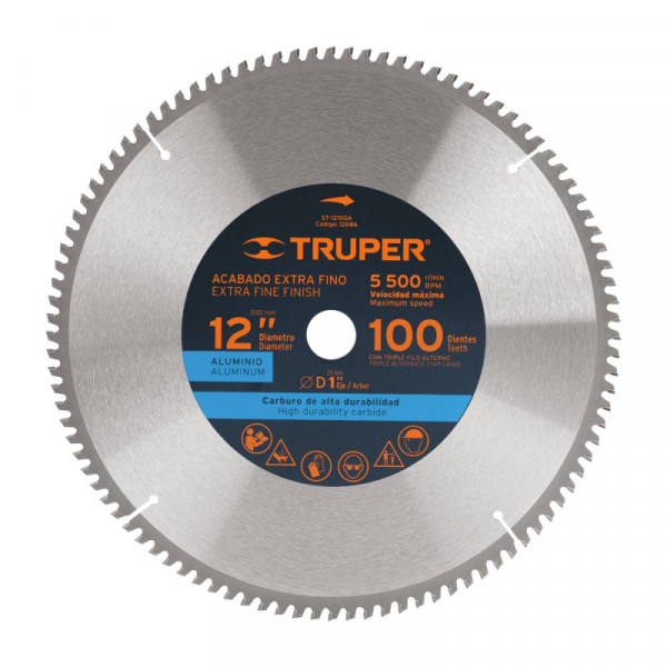 ST-12100A Disco sierra p/aluminio 12', 100 dientes, centro 1' TRUPER | DIHERESA