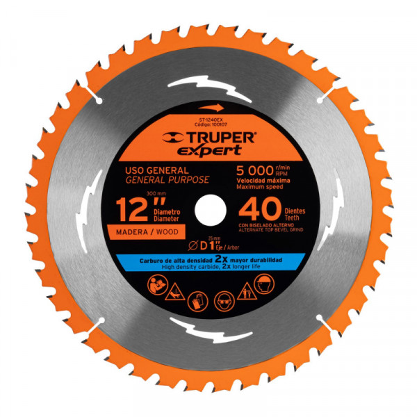 ST-1240EX Disco sierra p/madera 12', 40 d, centro 1', Expert TRUPER | DIHERESA
