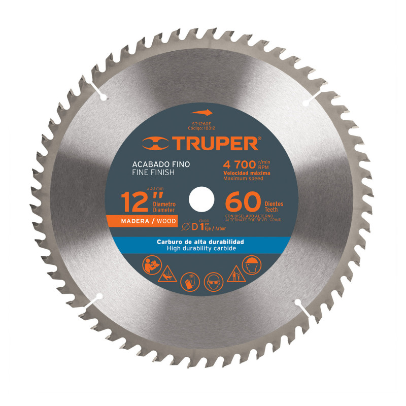 ST-1260E Disco sierra p/madera 12', 60 dientes, centro 1' TRUPER | DIHERESA ST-1260E Disco sierra p/madera 12', 60 dientes, centro 1' TRUPER | DIHERESA
