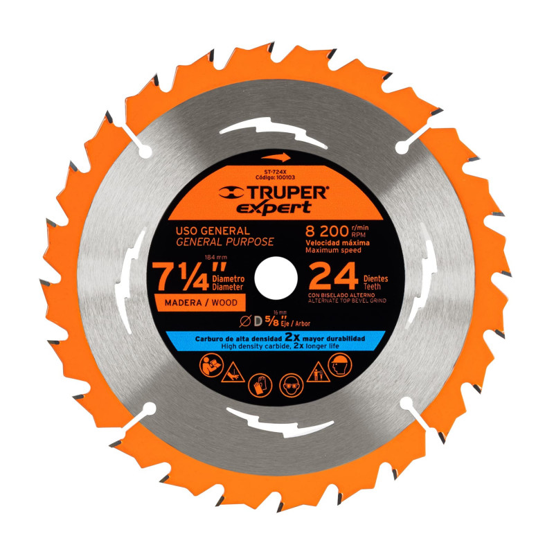 ST-724X Disco sierra p/madera 7-1/4', 24 d, centro 5/8',Expert TRUPER | DIHERESA