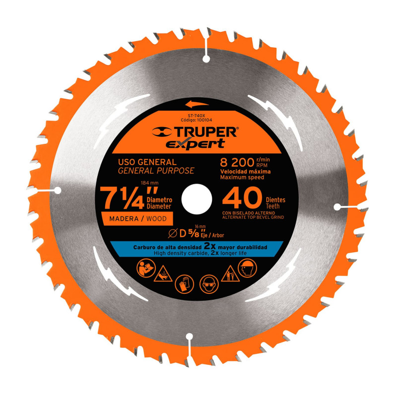 ST-740X Disco sierra p/madera 7-1/4', 40 d, centro 5/8',Expert TRUPER | DIHERESA ST-740X Disco sierra p/madera 7-1/4', 40 d, centro 5/8',Expert TRUPER | DIHERESA