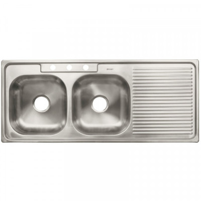 TA-1202TIB Tarja de empotrar 120x50x15 cm, doble tina izquierda, Basic TRUPER | DIHERESA