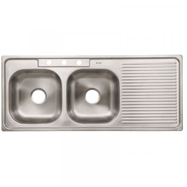 TA-1202TI Tarja de empotrar 120 x 50 x 15, doble tina, izquierda TRUPER | DIHERESA
