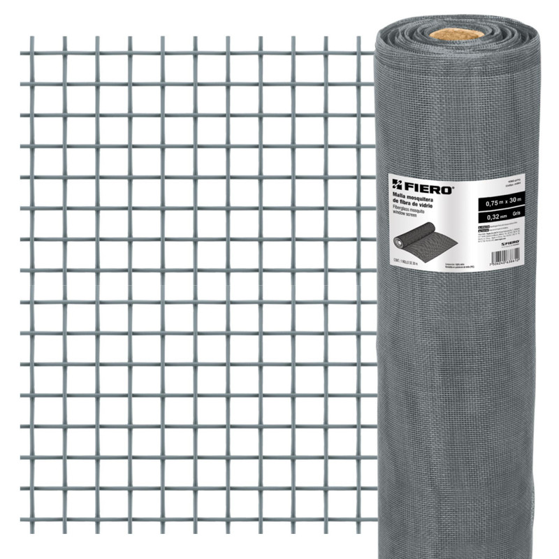 TEMO-07FG Malla mosquitera, fibra de vidrio, gris, 0.75 x 30 m TRUPER | DIHERESA TEMO-07FG Malla mosquitera, fibra de vidrio, gris, 0.75 x 30 m TRUPER | DIHERESA
