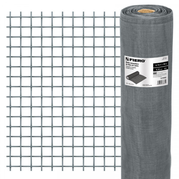 TEMO-07FG Malla mosquitera, fibra de vidrio, gris, 0.75 x 30 m TRUPER | DIHERESA