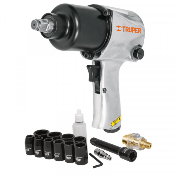 TPN-734H-2K Llave neumática de impacto, industrial, 1/2', kit TRUPER | DIHERESA