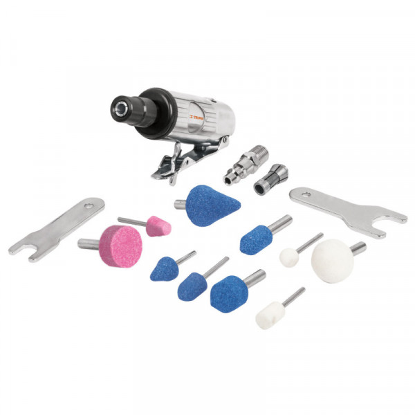 TPN-876K-2 Miniesmeriladora neumática, 1/4', kit 16 piezas TRUPER | DIHERESA