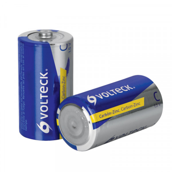 ZI-C Pila zinc-carbón tamaño C, blister con 2 pzas, volteck TRUPER | DIHERESA