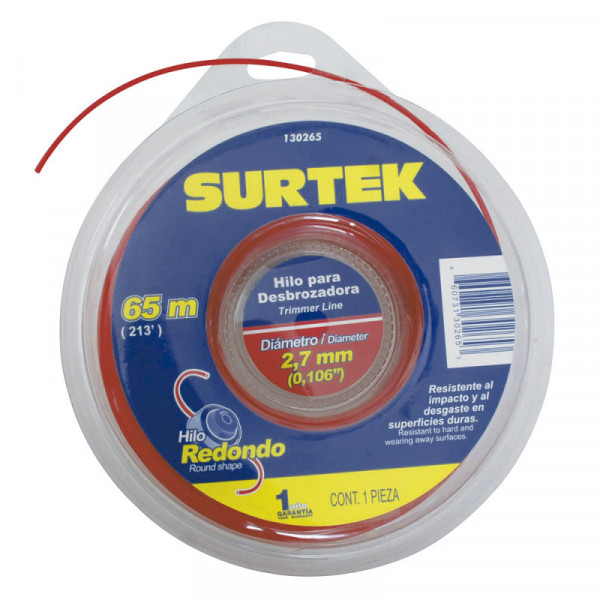 130265 SURTEK Nailon para desbrozadora en doble blíster 2.7mm x 65 mt Surtek | DIHERESA