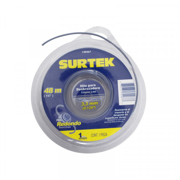 130267 SURTEK Nailon para desbrozadora en doble blíster 3.3mm x 48 mt Surtek | DIHERESA
