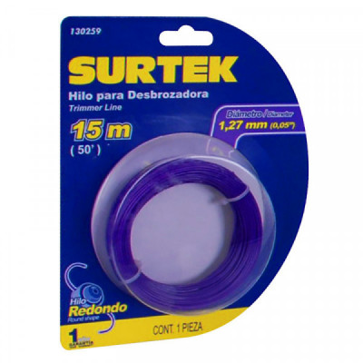 130259 SURTEK Nailon para desbrozadora en blíster 1.27mm x 15 mt